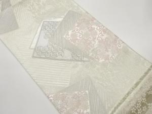 色紙に七宝・菊唐草模様織出し袋帯